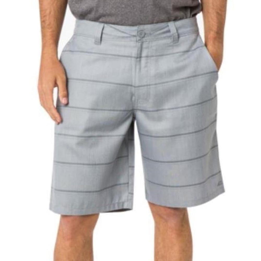 Men’s O'Neill Plaid Shorts Grey Stripe Flynn Size 36 Chino Flat Front